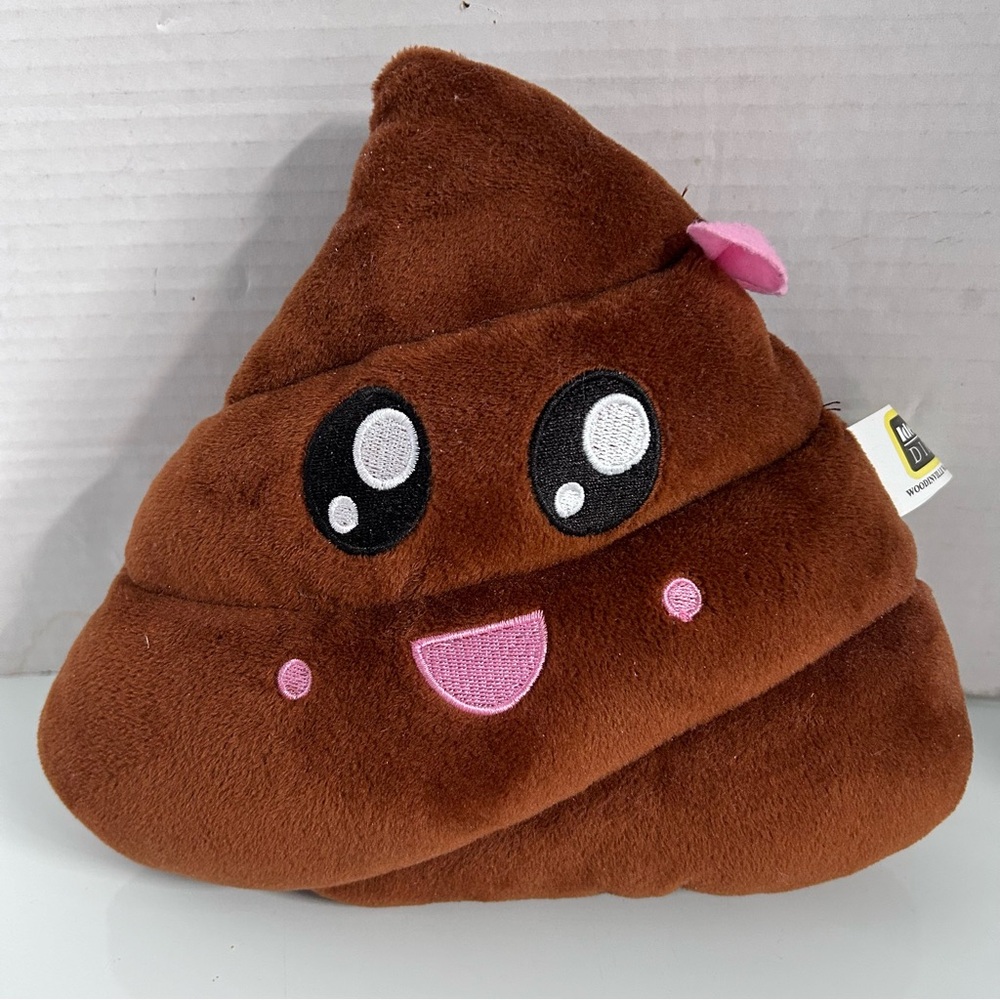 BROWN Poop Poo Emoji Emoticon Pillow Stuffed Plush Toy 10” x 9-1/2”